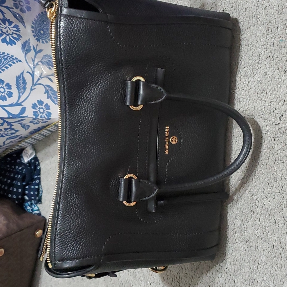 Michael Kors Carine black leather satchel